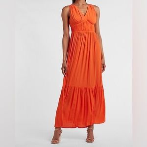 Express V-Neck Seamed Maxi Dress